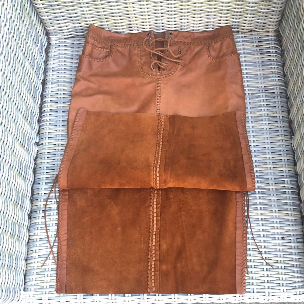 Ralph Lauren Western Leather Skirt 4 Rawhide - Picture 11 of 15